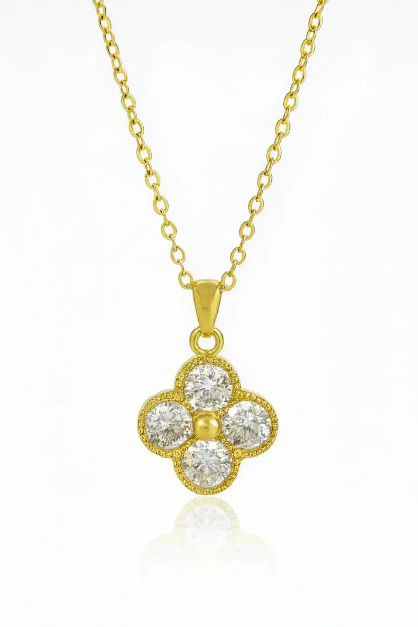Stainless Steel Crystal Clover Necklace for Women