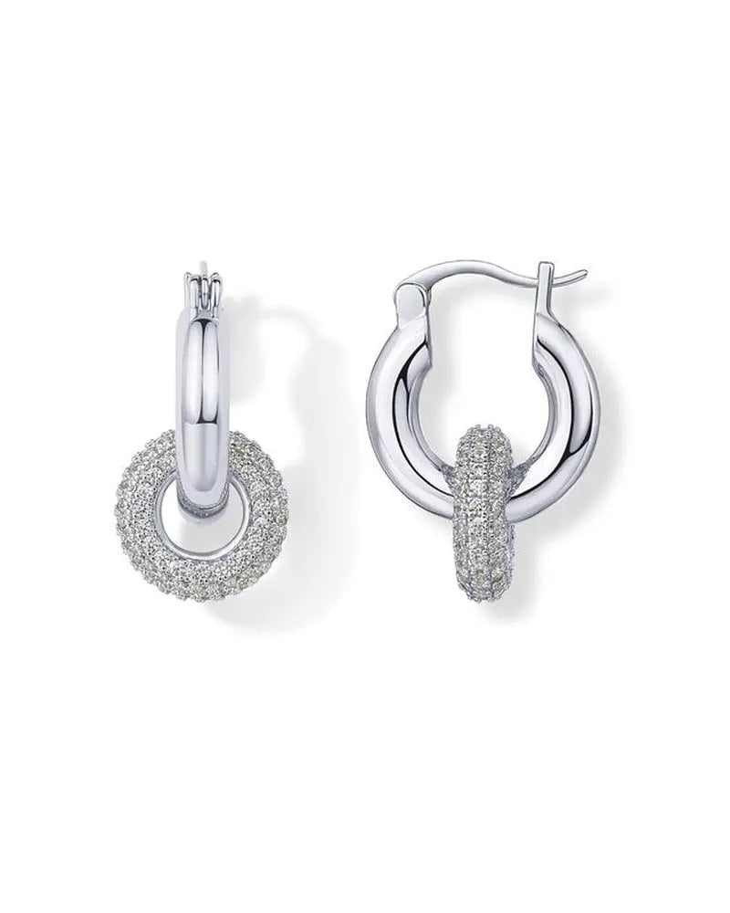 PAVOI 14K Gold Plated Convertible Chunky Hoop and Huggie Earrings - Cubic Zirconia CZ Drop Dangle Earrings for Women